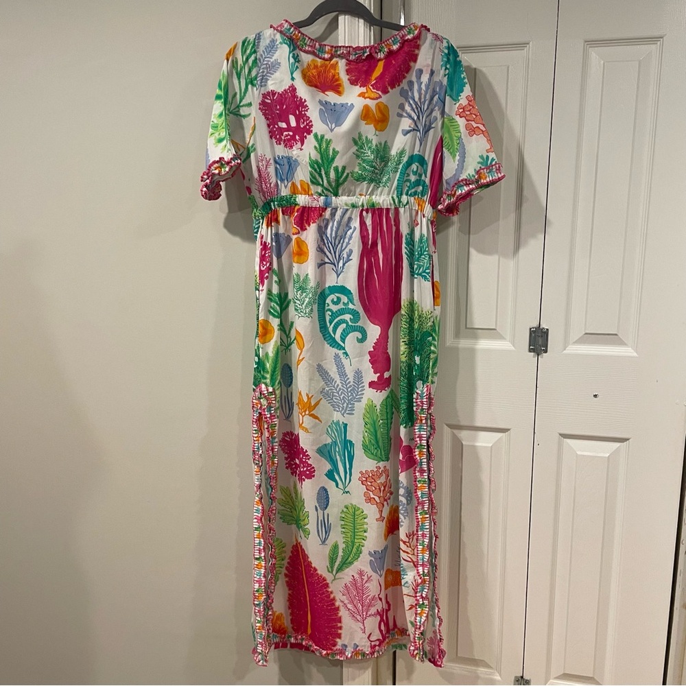 Gretchen Scott sea life ruffle trim cotton dress size M - Picture 5 of 7